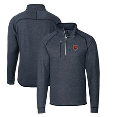 Chicago Bears Cutter & Buck Mainsail Sweater-Knit Big & Tall Half-Zip Pullover Jacket Heather Navy - NFL