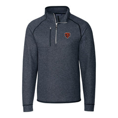 Chicago Bears Cutter & Buck Mainsail Sweater-Knit Big & Tall Half-Zip Pullover Jacket Heather Navy - NFL