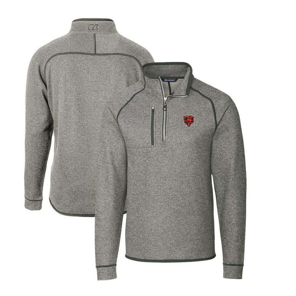 Chicago Bears Cutter & Buck Mainsail Sweater-Knit Big & Tall Half-Zip Pullover Jacket Heather Gray - NFL