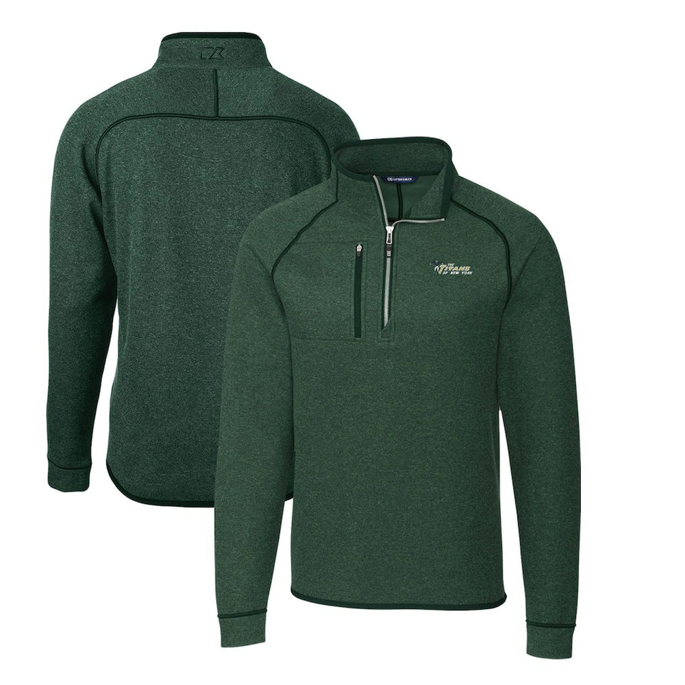 New York Jets Cutter & Buck Mainsail Sweater-Knit Big & Tall Half-Zip Pullover Jacket Heather Green - NFL