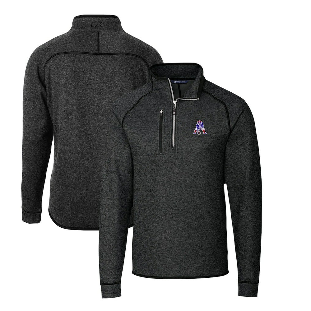 New England Patriots Cutter & Buck Mainsail Sweater-Knit Big & Tall Half-Zip Pullover Jacket Heather Charcoal - NFL