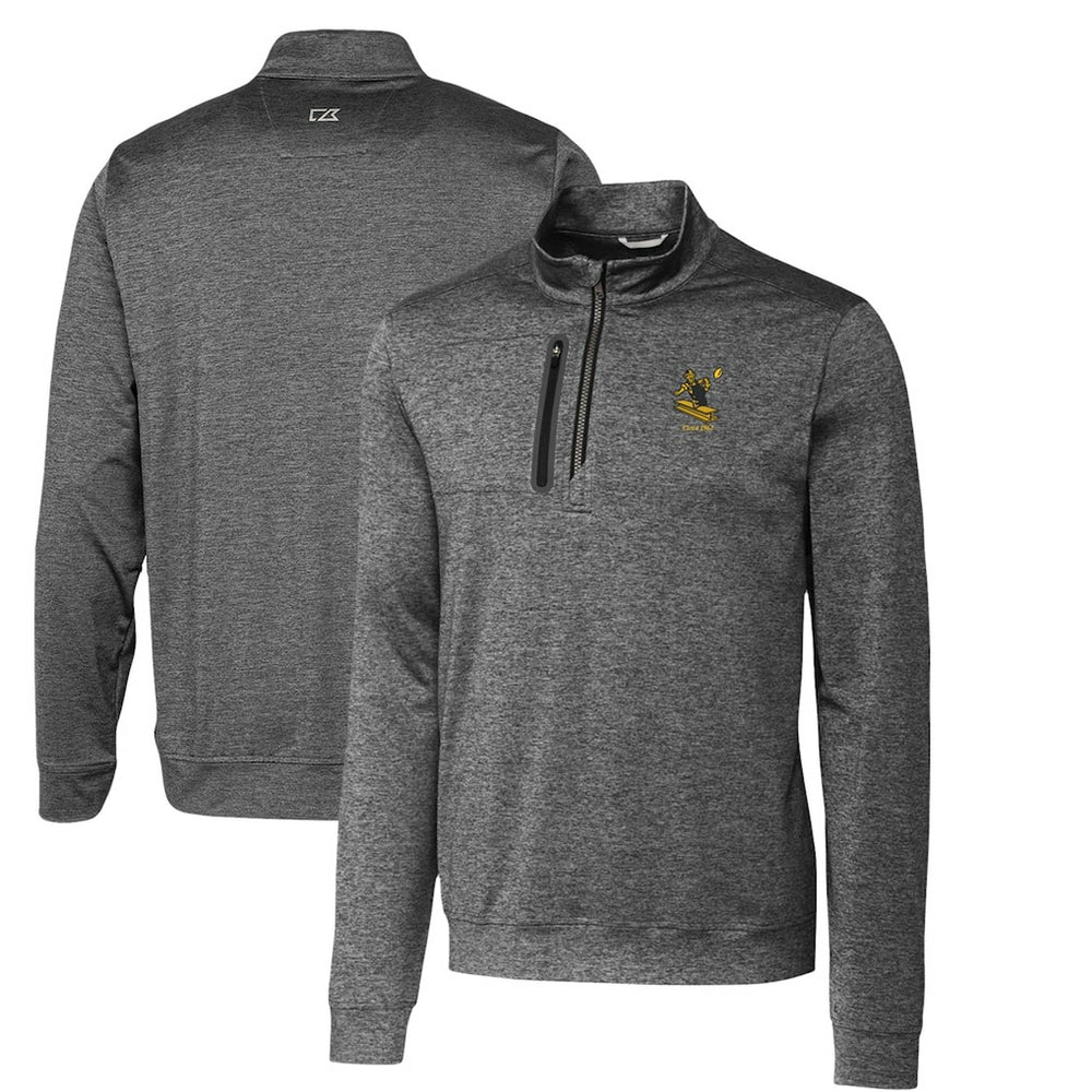 Pittsburgh Steelers Cutter & Buck Stealth Heathered Big & Tall Throwback Logo Quarter-Zip Pullover Top Steel - NFL