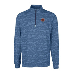 Chicago Bears Cutter & Buck Throwback Logo Big & Tall Traverse Camo Print Stretch Quarter-Zip Pullover Top Navy - NFL