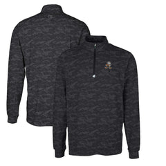 Cleveland Browns Cutter & Buck Throwback Logo Big & Tall Traverse Camo Print Stretch Quarter-Zip Pullover Top Black - NFL