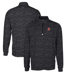 Tampa Bay Buccaneers Cutter & Buck Throwback Logo Big & Tall Traverse Camo Print Stretch Quarter-Zip Pullover Top Black - NFL