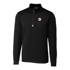 Miami Dolphins Cutter & Buck Throwback Logo Traverse Stretch Quarter-Zip Big & Tall Pullover Top Black - NFL
