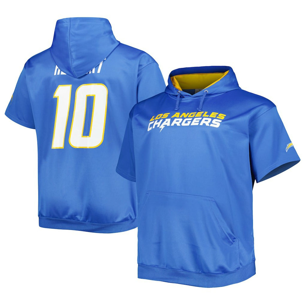 Justin Herbert Los Angeles Chargers Big & Tall Short Sleeve Pullover Hoodie Powder Blue - NFL