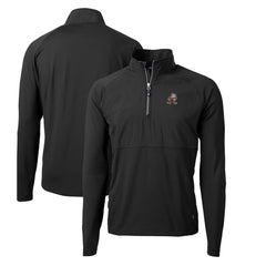 Cleveland Browns Cutter & Buck Adapt Eco Knit Hybrid Recycled Quarter-Zip Throwback Pullover Top Black - NFL