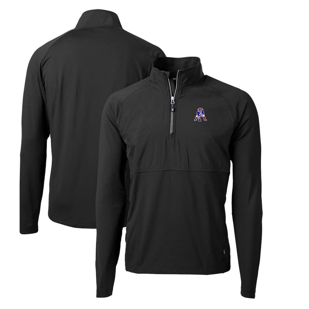 New England Patriots Cutter & Buck Adapt Eco Knit Hybrid Recycled Quarter-Zip Throwback Pullover Top Black - NFL