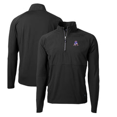 New England Patriots Cutter & Buck Adapt Eco Knit Hybrid Recycled Quarter-Zip Throwback Pullover Top Black - NFL