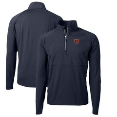 Chicago Bears Cutter & Buck Adapt Eco Knit Hybrid Recycled Quarter-Zip Throwback Pullover Top Navy - NFL