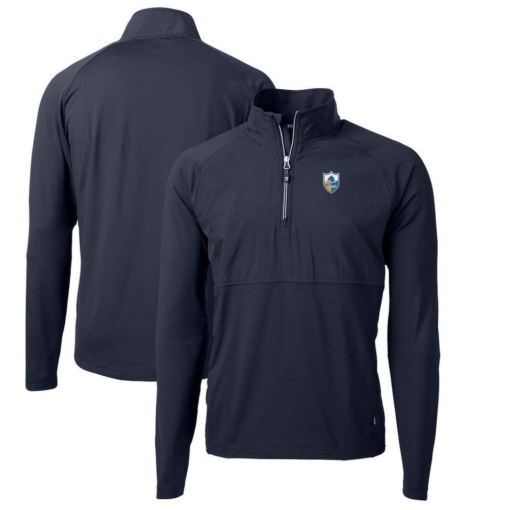 Los Angeles Chargers Cutter & Buck Adapt Eco Knit Hybrid Recycled Quarter-Zip Throwback Pullover Top Navy - NFL