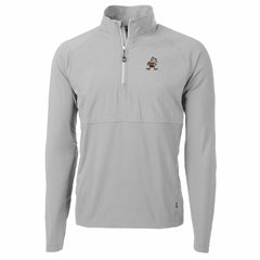 Cleveland Browns Cutter & Buck Adapt Eco Knit Hybrid Recycled Quarter-Zip Throwback Pullover Top Gray - NFL