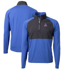 New England Patriots Cutter & Buck Adapt Eco Knit Hybrid Recycled Quarter-Zip Throwback Pullover Top Royal/Black - NFL