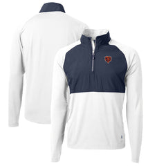 Chicago Bears Cutter & Buck Adapt Eco Knit Hybrid Recycled Quarter-Zip Throwback Pullover Top White/Navy - NFL