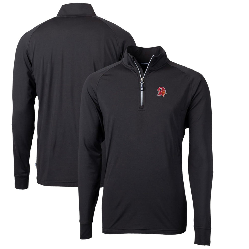 Tampa Bay Buccaneers Cutter & Buck Adapt Eco Knit Stretch Recycled Quarter-Zip Throwback Pullover Top Black - NFL