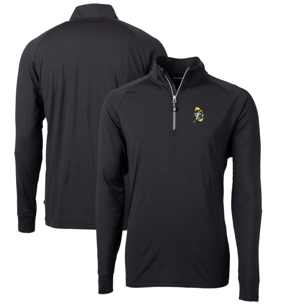 Green Bay Packers Cutter & Buck Adapt Eco Knit Stretch Recycled Quarter-Zip Throwback Pullover Top Black - NFL