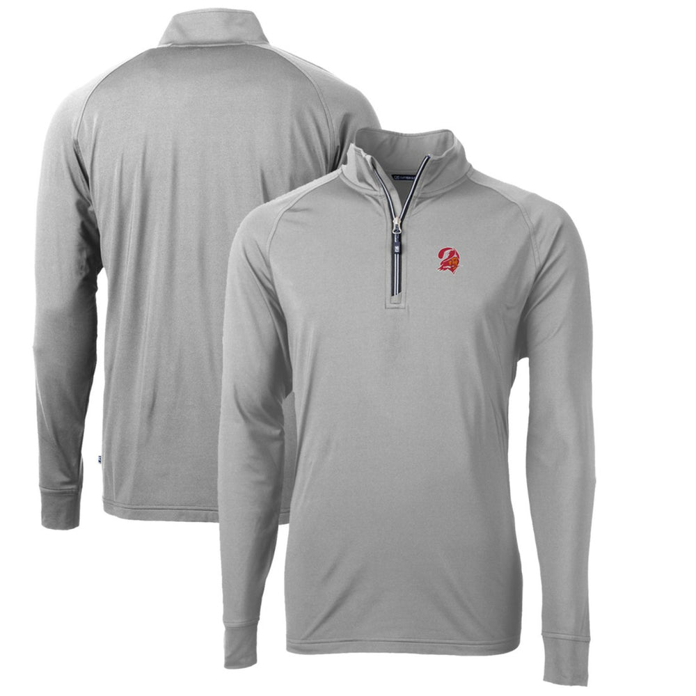 Tampa Bay Buccaneers Cutter & Buck Adapt Eco Knit Stretch Recycled Quarter-Zip Throwback Pullover Top Pewter - NFL
