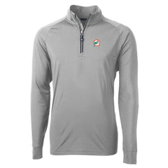 Miami Dolphins Cutter & Buck Adapt Eco Knit Stretch Recycled Quarter-Zip Throwback Pullover Top Gray - NFL