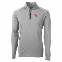 Denver Broncos Cutter & Buck Adapt Eco Knit Stretch Recycled Quarter-Zip Throwback Pullover Top Gray - NFL