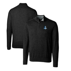 Detroit Lions Cutter & Buck Throwback Logo Lakemont Tri-Blend Quarter-Zip Pullover Sweater Black - NFL