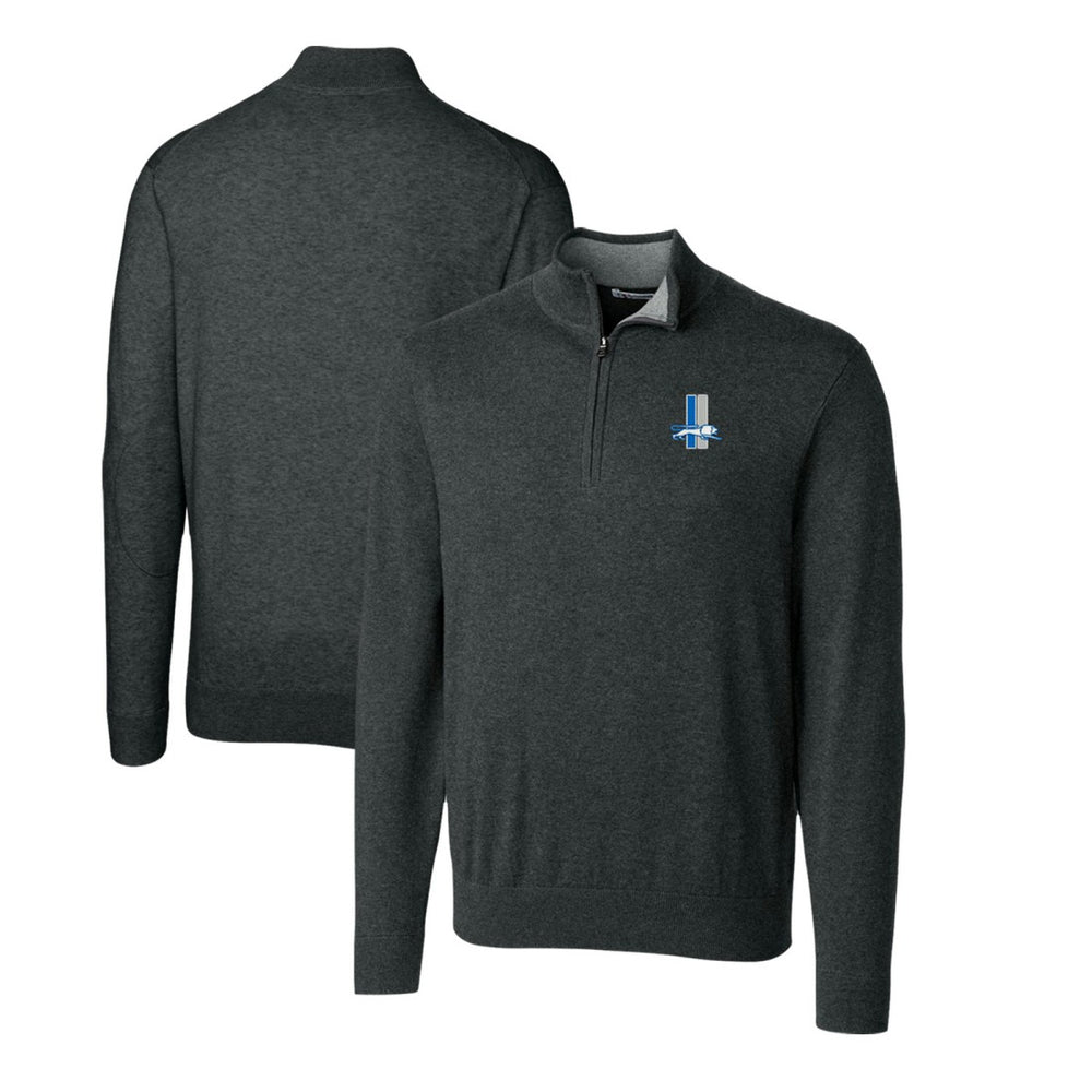 Detroit Lions Cutter & Buck Throwback Logo Lakemont Tri-Blend Quarter-Zip Pullover Sweater Heather Charcoal - NFL