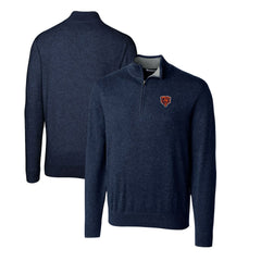Chicago Bears Cutter & Buck Throwback Logo Lakemont Tri-Blend Quarter-Zip Pullover Sweater Navy - NFL
