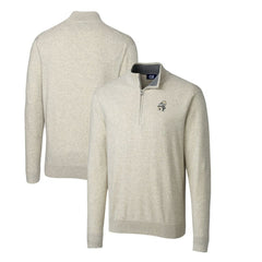 New Orleans Saints Cutter & Buck Throwback Logo Lakemont Tri-Blend Quarter-Zip Pullover Sweater Oatmeal - NFL