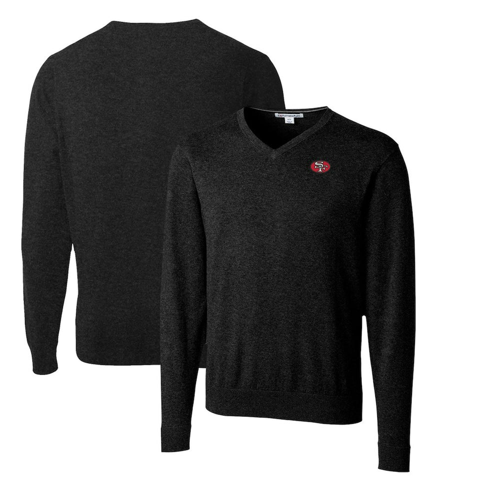 San Francisco 49ers Cutter & Buck Throwback Logo Lakemont Tri-Blend V-Neck Pullover Sweater Black - NFL