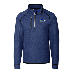 Seattle Seahawks Cutter & Buck Throwback Logo Mainsail Sweater-Knit Half-Zip Pullover Jacket Heather Royal - NFL