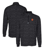 Cincinnati Bengals Cutter & Buck Throwback Logo Traverse Camo Print Stretch Quarter-Zip Pullover Top Black - NFL