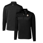 Miami Dolphins Cutter & Buck Throwback Logo Traverse Stripe Stretch Quarter-Zip Pullover Top Black - NFL