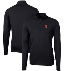 Tampa Bay Buccaneers Cutter & Buck Throwback Logo Virtue Eco Pique Recycled Quarter-Zip Pullover Top Black - NFL