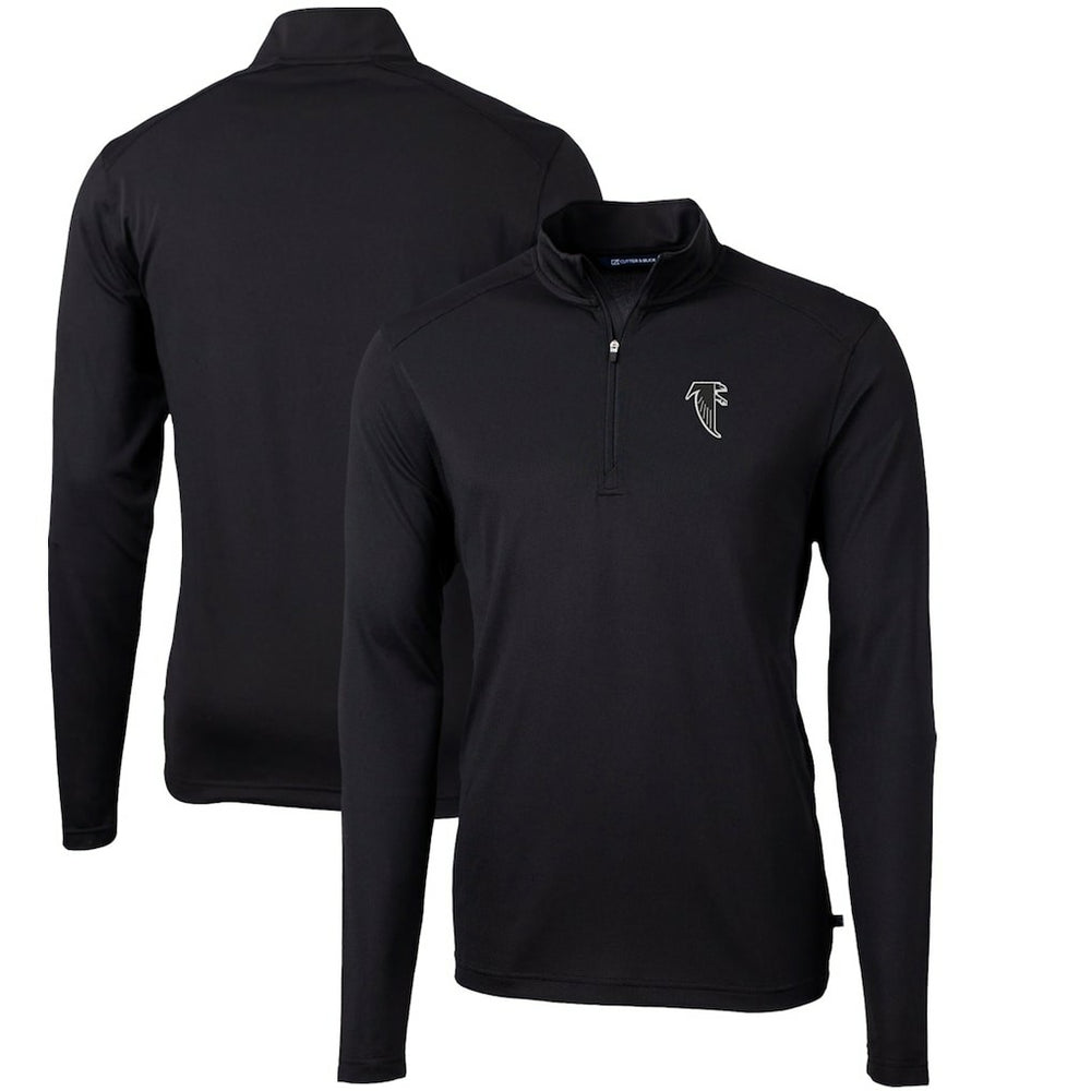 Atlanta Falcons Cutter & Buck Throwback Logo Virtue Eco Pique Recycled Quarter-Zip Pullover Top Black - NFL