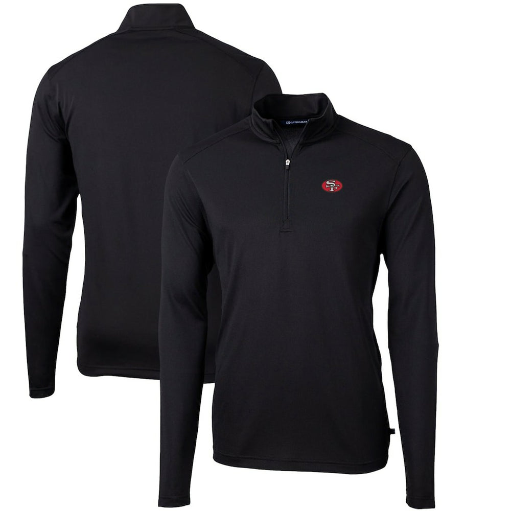 San Francisco 49ers Cutter & Buck Throwback Logo Virtue Eco Pique Recycled Quarter-Zip Pullover Top Black - NFL