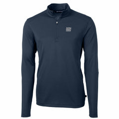 New York Giants Cutter & Buck Throwback Logo Virtue Eco Pique Recycled Quarter-Zip Pullover Top Navy - NFL