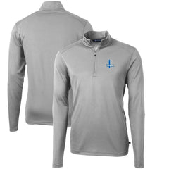 Detroit Lions Cutter & Buck Throwback Logo Virtue Eco Pique Recycled Quarter-Zip Pullover Top Gray - NFL