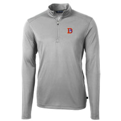 Denver Broncos Cutter & Buck Throwback Logo Virtue Eco Pique Recycled Quarter-Zip Pullover Top Gray - NFL