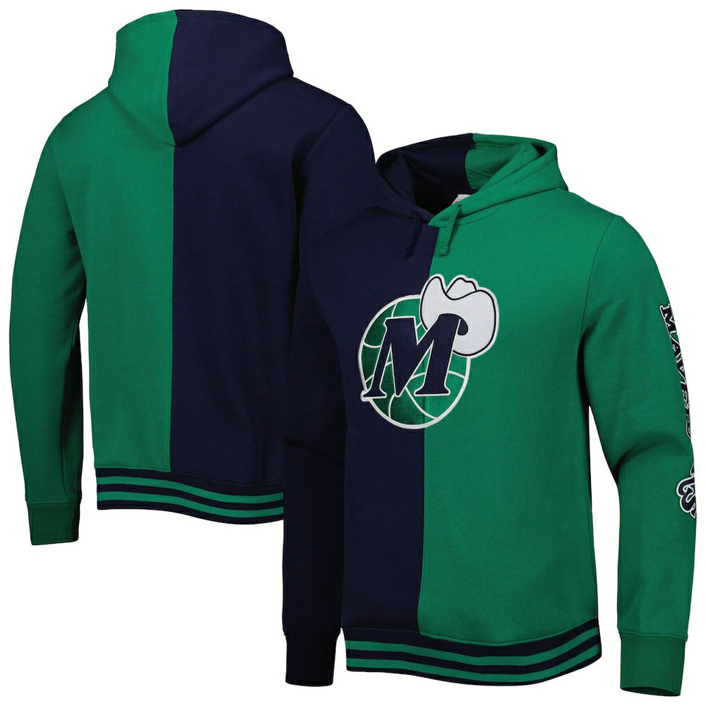 Mitchell & Ness - Dallas Mavericks Hardwood Classics Split Pullover Hoodie - Navy/Green