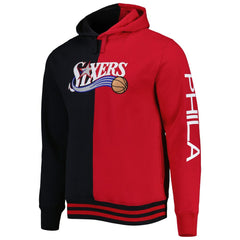 Mitchell & Ness - Philadelphia 76ers Hardwood Classics Split Pullover Hoodie - Black/Red