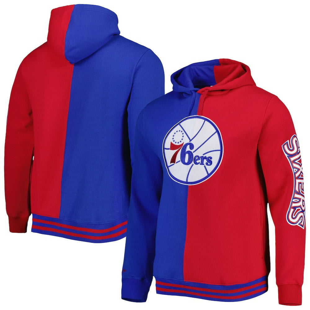 Mitchell & Ness - Philadelphia 76ers Hardwood Classics Split Pullover Hoodie - Royal/Red