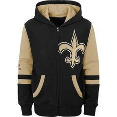 New Orleans Saints Youth Colorblock Full-Zip Hoodie Black - NFL