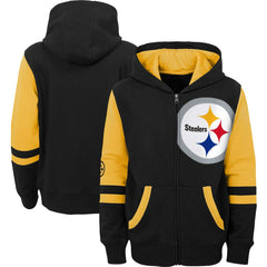 Pittsburgh Steelers Youth Colorblock Full-Zip Hoodie Black - NFL