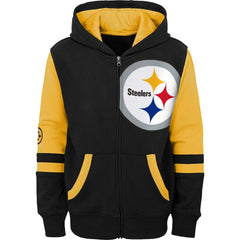 Pittsburgh Steelers Youth Colorblock Full-Zip Hoodie Black - NFL