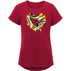 Arizona Cardinals Girls Youth Drip Heart Dolman T-Shirt Cardinal - NFL