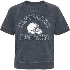 Cleveland Browns Girls Juniors Cheer Squad Raglan T-Shirt Heather Charcoal - NFL