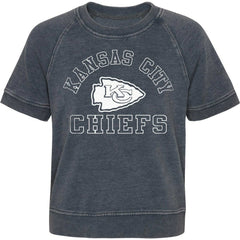 Kansas City Chiefs Girls Juniors Cheer Squad Raglan T-Shirt Heather Charcoal - NFL