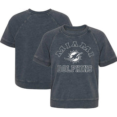 Miami Dolphins Girls Juniors Cheer Squad Raglan T-Shirt Heather Charcoal - NFL