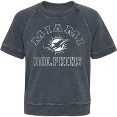 Miami Dolphins Girls Juniors Cheer Squad Raglan T-Shirt Heather Charcoal - NFL