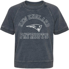 New England Patriots Girls Juniors Cheer Squad Raglan T-Shirt Heather Charcoal - NFL